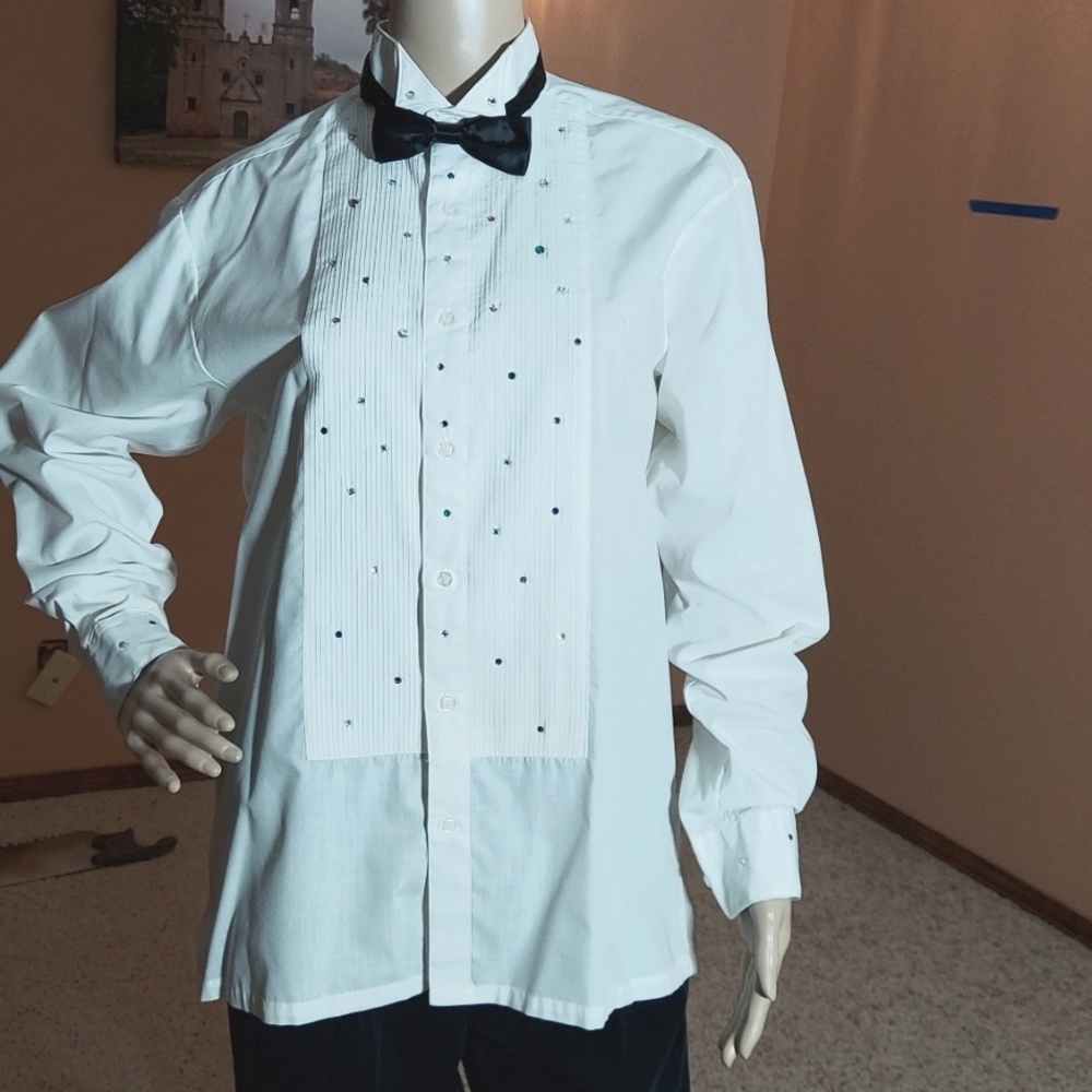 Embellished Tuxedo Shirt and Tie